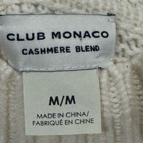 Club Monaco Women’s M Cream Cashmere Blend Sweater Wool Textured Knit Pullover - Picture 7 of 10